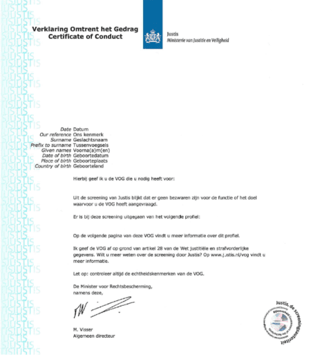 Verklaring Omtrent Het Gedrag - WSDH